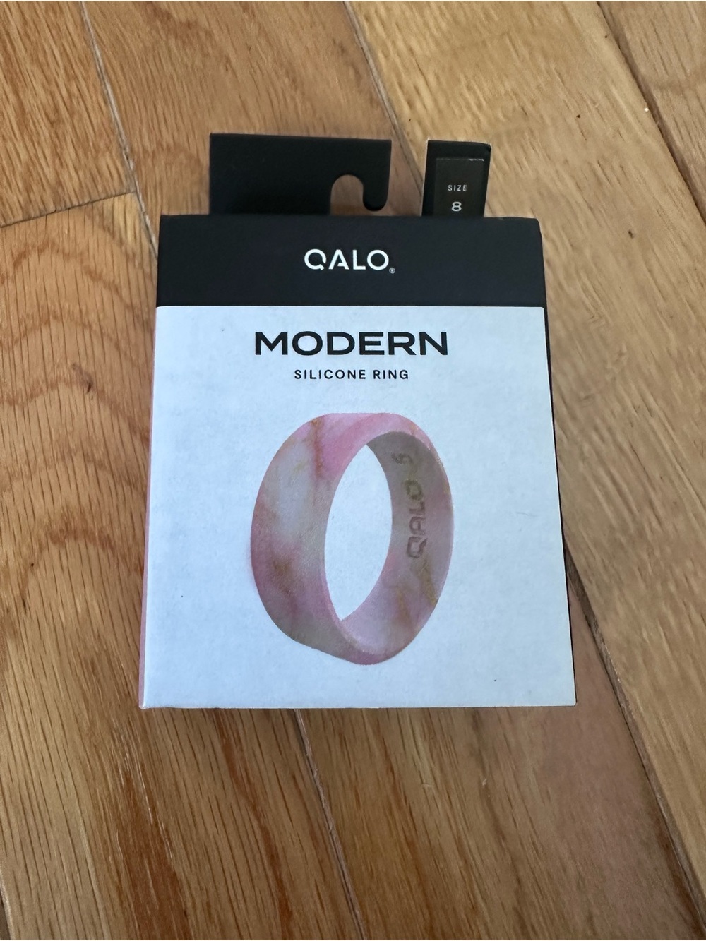 QALO Modern Silicone Ring - Pink Marble Size 8
